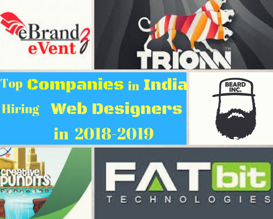 Top Companies in India hiring Web Designers in 2018-2019